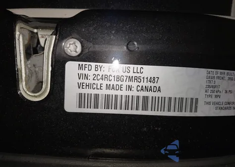 2021 Chrysler Pacifica Touring L из США, поврежденный, VIN 2C4RC1BG7MR511487